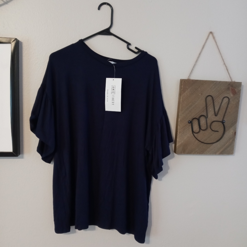 Elegant Navy Blue Women's Top